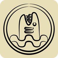 Icon Warning Diving. related to Diving symbol. hand drawn style. simple design illustration vector