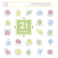Icon Set Diving. related to Sea symbol. Color Spot Style. simple design illustration vector