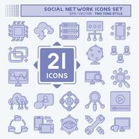 Icon Set Social Network. related to Internet symbol. - two tone style. simple design illustration vector