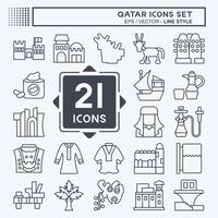 icono conjunto Katar. relacionado a fiesta símbolo. línea estilo. sencillo diseño ilustración. vector