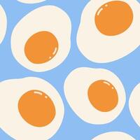 eggs breakfast in bright blue background wallpaper seamless pattern vector