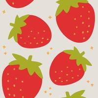 red strawberry fresh fruity background wallpaper seamless pattern vector