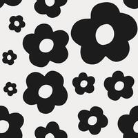 black petals flower hand drawn vintage background wallpaper seamless pattern vector