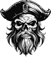 ai généré pirate crâne avec barbe, autocollant png