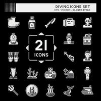 Icon Set Diving. related to Sea symbol. glossy style. simple design illustration vector