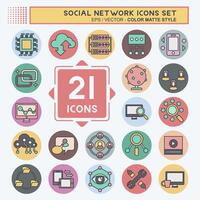 Icon Set Social Network. related to Internet symbol. color mate style. simple design illustration vector