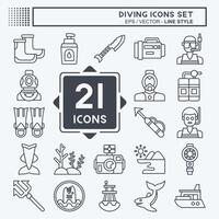 Icon Set Diving. related to Sea symbol. line style. simple design illustration vector