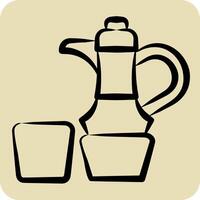 Icon Coffe. related to Qatar symbol. hand drawn style. simple design illustration. vector