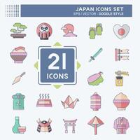 Icon Set Japan. related to Holiday symbol. doodle style. simple design illustration. vector