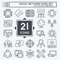 Icon Set Social Network. related to Internet symbol. line style. simple design illustration vector