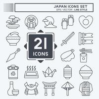 icono conjunto Japón. relacionado a fiesta símbolo. línea estilo. sencillo diseño ilustración. vector