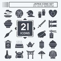 icono conjunto Japón. relacionado a fiesta símbolo. glifo estilo. sencillo diseño ilustración. vector