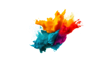AI generated Splash of dry colorful paint cut out. Isolated splash of paint on transparent background png