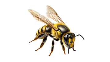 AI generated Realistic bee insect cut out. Isolated bee on transparent background png