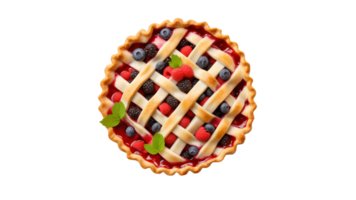 AI generated Tasty pie with berries top view. Isolated tasty pie with berry on transparent background png