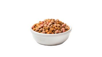 AI generated Dry cat food in bowl cut out. Isolated food for cat in bowl on transparent background png