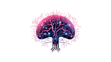 AI generated AI brain cut out. Isolated ai brain illustration on transparent background png