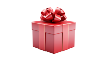 AI generated 3D gift box cut out. Isolated red present box on transparent background png