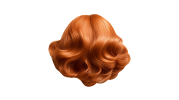 AI generated Hair wig mockup cut out. Red hair wig on transparent background png
