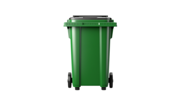 AI generated Recycle bin cut out. Isolated green trash bin on transparent background png