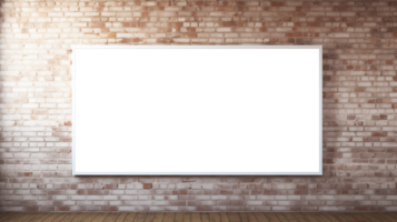 AI generated Transparent board on brick wall. Old brick wall with transparent board on it png