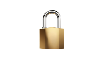 AI generated Metal padlock cut out. Realistic gold padlock on transparent background png