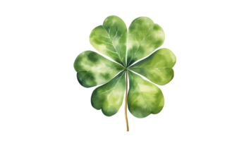 AI generated Watercolor shamrock four leaf clover cut out. Four leaf watercolor clover png