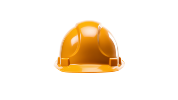 ai generado amarillo construcción casco cortar afuera. naranja trabajador casco en transparente antecedentes png