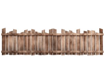 AI generated Wooden fence cut out. Isolated brown wooden fence on transparent background png