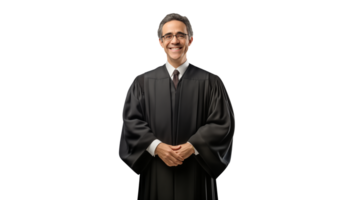 ai generiert glücklich Anwalt Schnitt aus. lächelnd Anwalt Mann Mitte Alter auf transparent Hintergrund png
