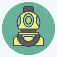 Icon Diving Helmet. related to Diving symbol. color mate style. simple design illustration vector