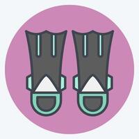 Icon Fins Diving. related to Diving symbol. color mate style. simple design illustration vector