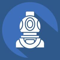 Icon Diving Helmet. related to Diving symbol. long shadow style. simple design illustration vector