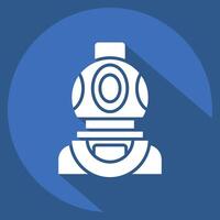 Icon Diving Helmet. related to Diving symbol. long shadow style. simple design illustration vector