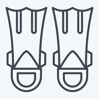 Icon Fins Diving. related to Diving symbol. line style. simple design illustration vector