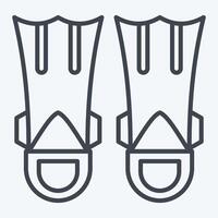 Icon Fins Diving. related to Diving symbol. line style. simple design illustration vector