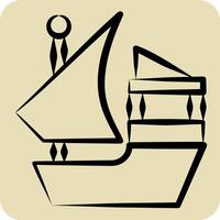 Icon Boat. related to Qatar symbol. hand drawn style. simple design illustration. vector