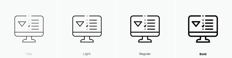 online test icon. Thin, Light, Regular And Bold style design isolated on white background vector