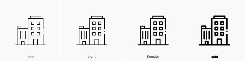 office building icon. Thin, Light, Regular And Bold style design isolated on white background vector