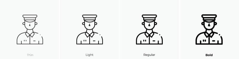 officer icon. Thin, Light, Regular And Bold style design isolated on white background vector