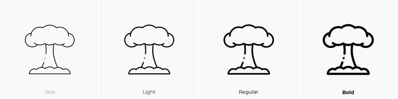 nuclear explosion icon. Thin, Light, Regular And Bold style design isolated on white background vector
