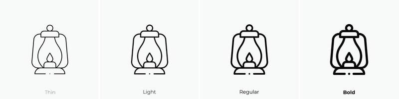 oil lamp icon. Thin, Light, Regular And Bold style design isolated on white background vector