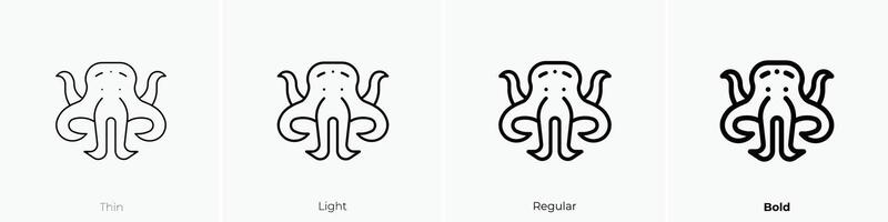 octopus icon. Thin, Light, Regular And Bold style design isolated on white background vector