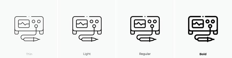 oscilloscope icon. Thin, Light, Regular And Bold style design isolated on white background vector