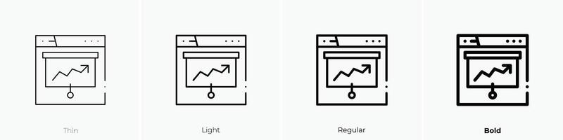 online presentation icon. Thin, Light, Regular And Bold style design isolated on white background vector