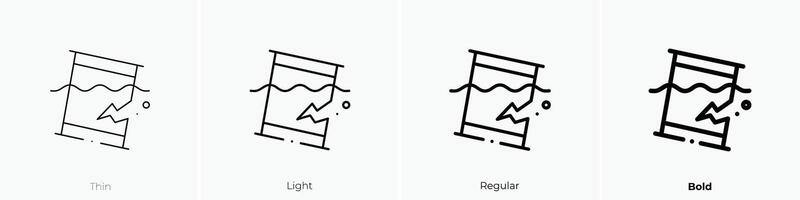 petróleo derramar icono. delgado, luz, regular y negrita estilo diseño aislado en blanco antecedentes vector