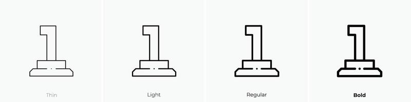 number one icon. Thin, Light, Regular And Bold style design isolated on white background vector