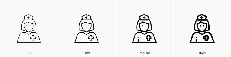 nurse icon. Thin, Light, Regular And Bold style design isolated on white background vector