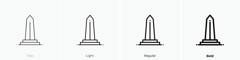 obelisk icon. Thin, Light, Regular And Bold style design isolated on white background vector