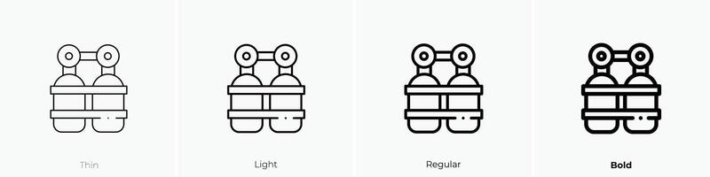 oxígeno tanque icono. delgado, luz, regular y negrita estilo diseño aislado en blanco antecedentes vector